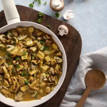 Seitan Geschnetzeltes mit Champignons