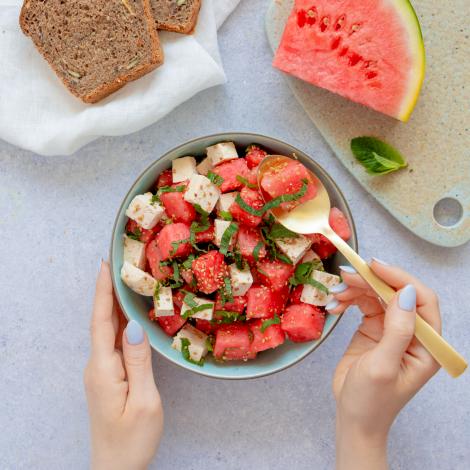 Wassermelonen Tofu Salat