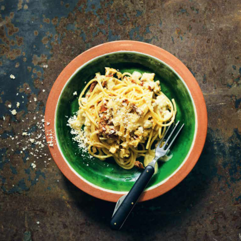 Spaghetti carbonara au tofu fumé